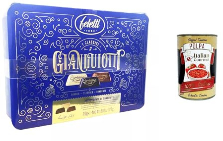 Feletti Scatola Assortimento Gianduiotti Classico Bianco Fondente Klassische weiße dunkle Gianduiotti-Sortimentsbox 170gr+ Italian Gourmet polpa 400g