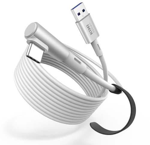 KIWI design Link-Kabel mit Ladefunktion 5M Kompatibel mit Meta Quest 3s Quest 3 Quest 2/Pro/Pico 4 Zubehör und PC/SteamVR, USB 3.0 zu USB C Link-Kabel mit 5 Gbps High-Speed für Erweitertes Gameplay
