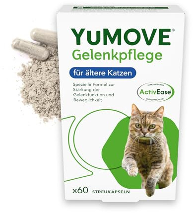 YuMOVE Condroprotector Gatos Desde 8 Años - 60 Cápsulas Espolvoreables - 100mg Cada Cápsula Patente Pendiente Mejillón Labio Verde - 30mg Aceite Pescado Glucosamina & Condroitina Apoyo Articulaciones
