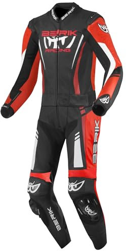 Berik Absolute GP2 Tuta in pelle da moto a due pezzi, nero/rosso neon/bianco, 56