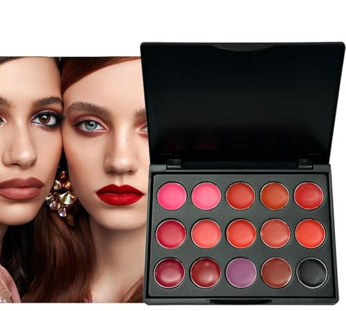 Palette de couleurs à lèvres, palette de lèvres de maquillage - 15 couleurs palette de glaçage à lèvres de texture mate de couleur | Lédis à lèvres léger, construit et mélangeable, nourrissant pour le