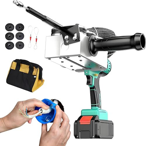 WANGYYDS Filettatrice per Elettricista, Completamente Automatica Infila, Infilatrice per Cavi Elettrici da 50 m/Min con Luci a LED, per L'idroelettrico da Costruzione,4.5AH-LithiumBatteryX2