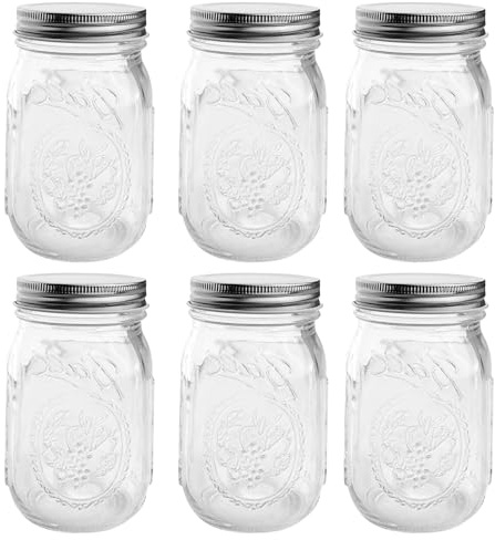 Dromzen 6 Piezas Tarros de Cristal con Tapa, Frascos de Vidrio con Tapa, Botes de Cristal, Tarros de Cristal, Tarros Herméticos para Conservar Mermelada, Miel, Jalea Salsas, Ensalada, Yogur(500ML)