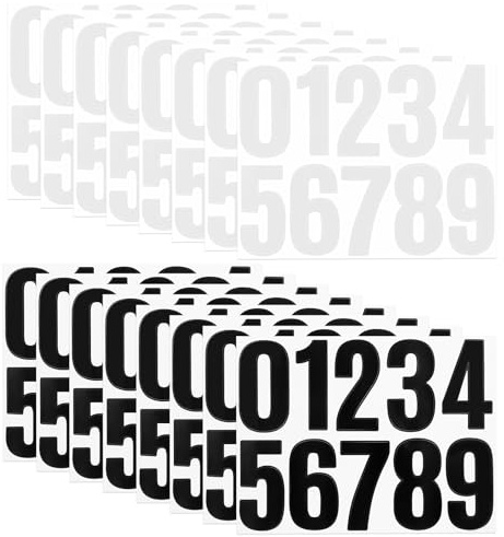 16 Hojas Pegatinas Numeros Adhesivos Grandes, 10 cm Pegatinas Números Adhesivos Impermeable blancas y negras para Carteles de Buzones papeleras Hogar Exterior, Number Stickers