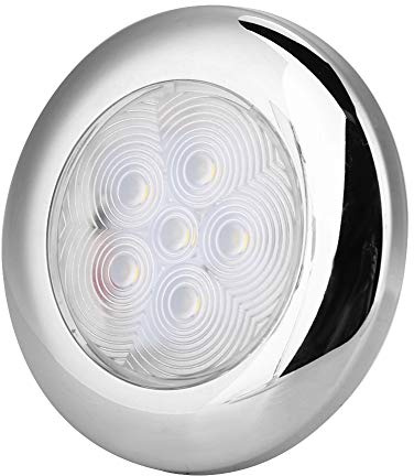 Fesjoy Lampe de Yacht de Bateau Marin de Lumière de Dôme de 6 LED, 12V DC en Acier Inoxydable Blanc, Faible Consommation pour la Console, le Toit en T, les Navires de Pont, avec une
