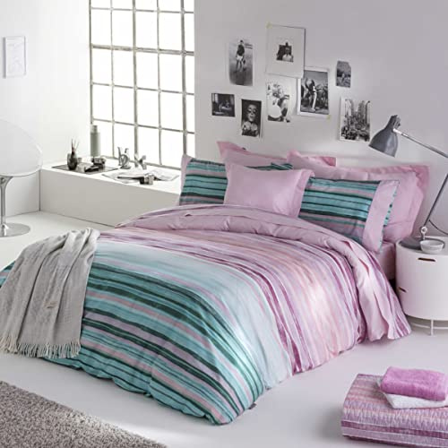 NAF NAF Pack Funda nórdica + Fundas de Almohada 100% algodón Elyse. 240x220+(2) 65x65 cm (Cama 150/160)