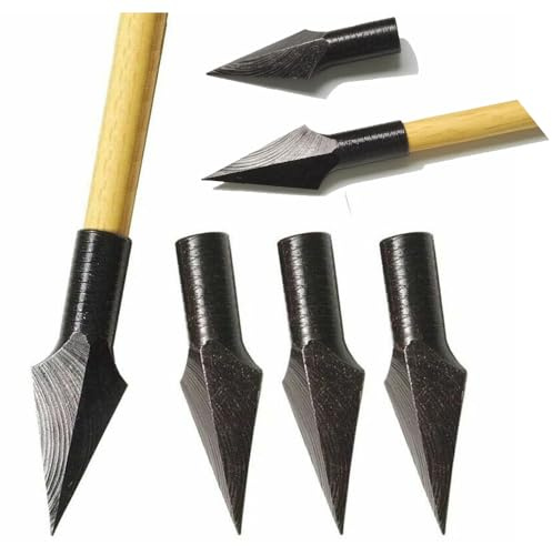 PYMUST 6 Unidades de Puntas de Flecha para Tiro con Arco Puntas Tradicionales de Caza para Flechas de Madera y bambú Puntas para Tiro al Blanco (Style 3)