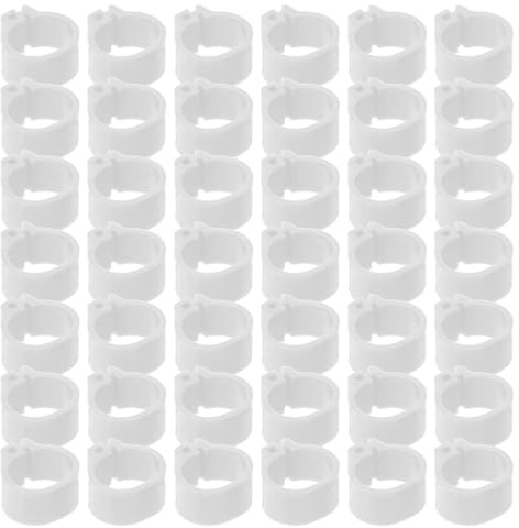 Toyvian Anelli per Piccione 10mm Clip-on in Plastico Bianco per Identificazione, 100 Pezzi Anelli per Gamba di Piccioni per Gestione Avicola e Allevamento