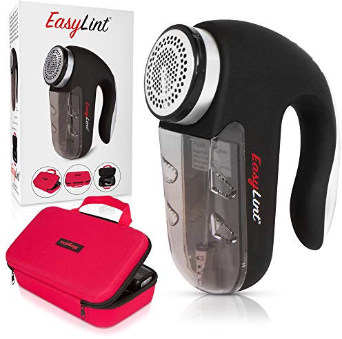 EasyLint Professional Lint Remover Fabric Shaver: The Bobble Remover For Clothes & Furniture. Debobbler Works With Batteries or A/C Plug. Includes 2-blades, Cleaning Brush and UK Power Plug.