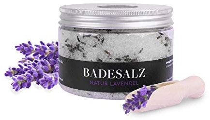 Natürliches Badesalz Lavendel - echte Lavendelblüten - wohltuende Mineralien - für empfindliche & trockene Haut - 500g - Hergestellt in Österreich