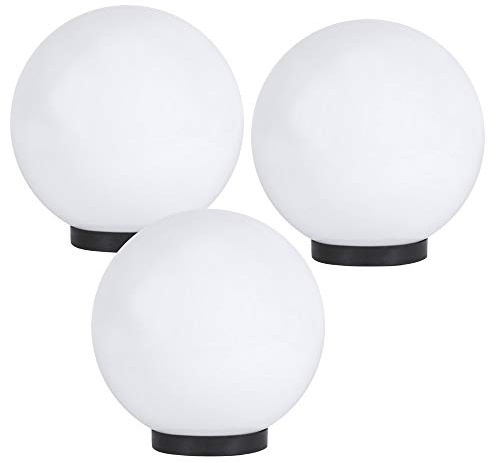 Lámpara Redonda 3er Set 3x Ø 25cm Terraza Jardín LED Blanco Decoración Lámparas de Bola E27 Iluminación de Jardín 230 Voltios Iluminación de Exterior con Placa Del Suelo