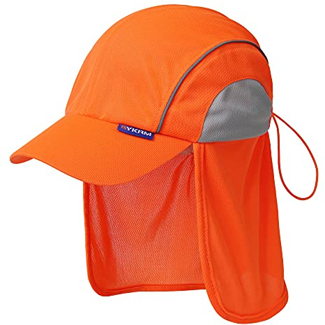 AYKRM Orange hat High Visibility Legionnaires Cap/Reflective hat (Orange+Gray, 58CM)