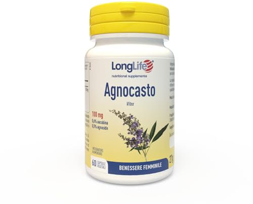 LongLife® Agnocasto | Con estratto titolato allo 0,6% in aucubina e 0,5% in agnuside | Supporto al benessere femminile e al ciclo mestruale | 2 mesi di trattamento | Vegano e senza glutine