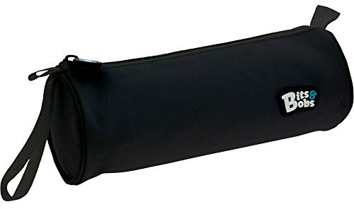 Grafoplas - Estuche Escolar Redondo bits&Bobs, Negro, 23x8cm, Apertura Superior, Asa de Agarre Lateral, Tiradores Laterales, Material Escolar