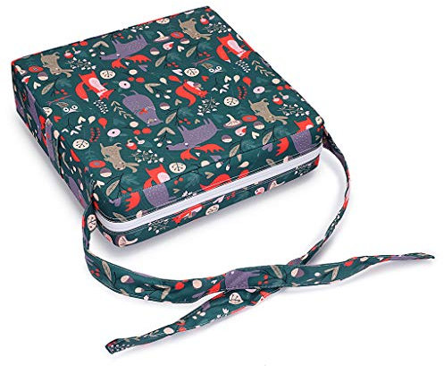 BSTKEY Baby-Sitzerhöhung für Kleinkinder, abnehmbar, verstellbar, waschbar, mit Gurten (Tiere + Wald)