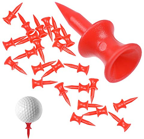Tees de Golf de Plástico 31mm Tees Cortos de Golf Tees de Golf Lrrompible Golf Tees Rojo Castle Tee Durable Plástico Tees de Golf para Profesional Accesorios para el Campo Talla única 100 Piezas