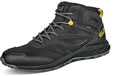 Jack Wolfskin Unisex Kinder Woodland Texapore Mid K, Black / Burly Yellow Xt, 34 EU