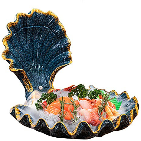 AIZYR Piatti Giapponesi per Sushi Sashimi A Forma di Conchiglia - Vassoio da Portata per Sushi Piatto di Snack Piatto di Cibo per Ristorante Buffet della Casa (Regalo di Natale)