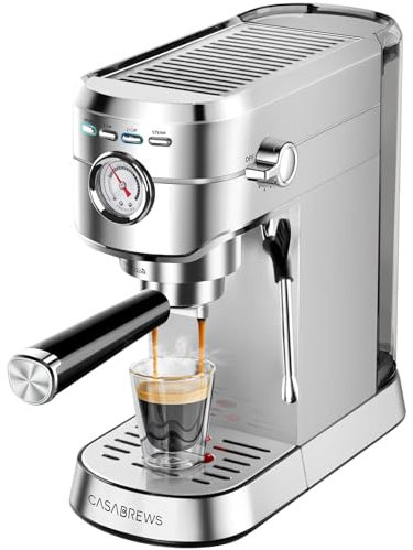 CASABREWS Máquina de café espresso de 20 barras, cafetera profesional con espumador de leche, máquina de café espresso compacta con depósito de agua extraíble de 34 onzas para capuchino, café con