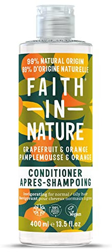 Faith In Nature, Après-Shampooing Naturel Pamplemousse & Orange Faith In Nature, Revitalisant, Vegan & Cruelty Free, Sans Parabènes & SLES, Pour Cheveux Normaux à Gras, 400ml