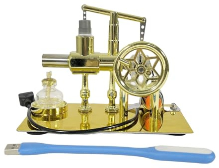 NIKOLATOY Stirling Engine Model, LED Power Demonstration Desktop Mechanical Display for Physics Enthusiasts (LED Version)