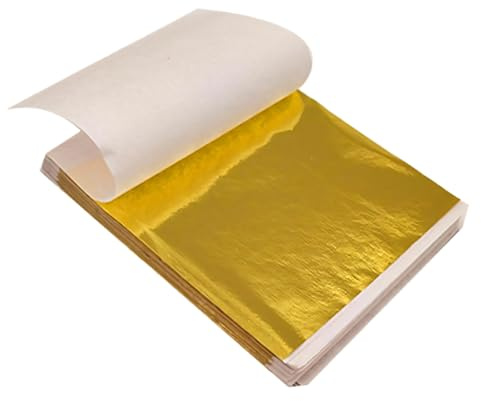 100 Sheets Gold Leaf Sheets,Gold Paper Multipurpose,Golds Foil Sheet Kit (8 x 8.5 cm),for Foil Art,Gilding Paintings Arts Crafts Nail Picture Frames,DIY Projects,Furniture Decoration,Home Walls
