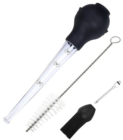 Turkey Baster Meat Baster Meat Syringe with Cleaning Brush and Injection Needle, Pipette for Barbecue, Beef, Bacon, Chicken, Pork, Turkey