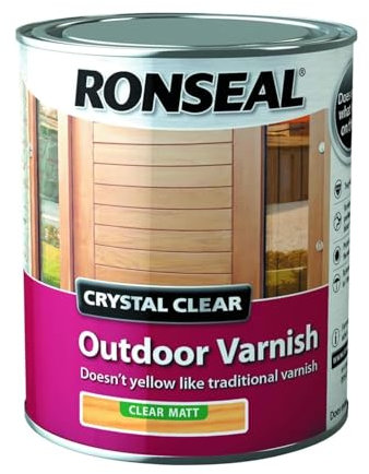 HOCHSTE® Crystal Clear Outdoor Wood Varnish, Matt Finish, Exterior Varnish for Bare or Stained Wood, No Yellowing, Weatherproof, UV Protection, Resists Cracking, Peeling & Blistering, (750ml)