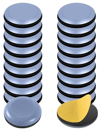 20 almohadillas adhesivas de PTFE para muebles – Patines redondos para mover fácilmente, silenciosamente y sin arañazos tus sillas, mesas, sofás y muebles de almacenamiento – ​​30 mm