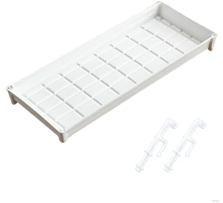 Vaschetta Raccogli-gocce in Plastica, Vaschetta Raccogli-gocce con Scarico, Raccogli per Vasi da Fiori, Raccogli Condensa, 40x16x4,4 Cm, Include 1 Tappo per L'acqua(White)