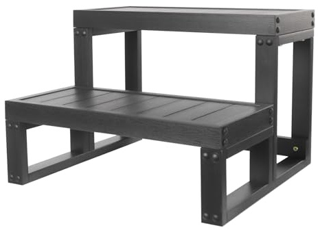 Universell bubbelpooltrappa, trappa för hot tub med 2 steg, badkartrappor, 2-nivåer spa och hot tub steg, 60 x 54 x 42,3 cm, svart
