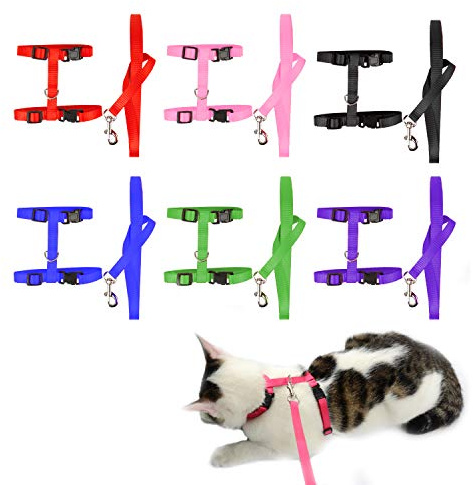6 Pack Adjustable Cat Leash Harness Leash,Bunny Harness Leash for Pet Safety Walking Running Jogging,HarnessLeash for Bunny cat Puppy Kitten Ferret and Other Small Pet Animals