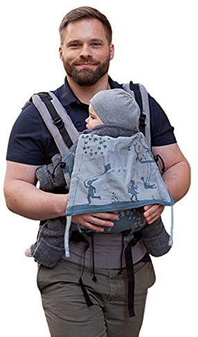 Buzzidil Babytrage ab Geburt und für Kleinkinder/Bio Baumwolle/Bauchtrage, Rückentrage, Hüftsitz/STANDARD Eden