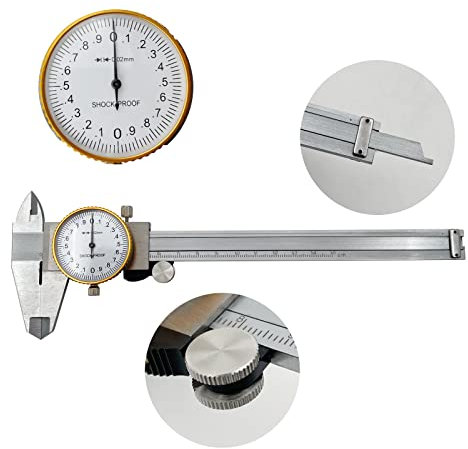 Dial Caliper 0-150mm 0.02mm Alta Precisión Industria Acero inoxidable Vernier Caliper Caliper Caliper Calibrador Herramienta de medición métrica a prueba de golpes