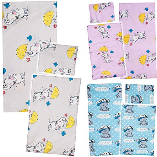 alles-meine.de GmbH 3 TLG. Set: große Puppenbettwäsche: Puppendecke + Kissen + Unterlage - 100% Baumwolle - Jungen Farben - 56 cm groß - Stoff - Bettzeug für Puppen - Bettwäsche..