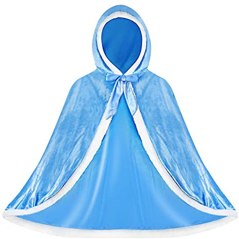 XEPST Kappa Prinsessa Flicka, Kappa Prinsessa Kostym, Blå Prinsessa Kappa med Huva Kostymer Karneval Halloween Jul Cosplay Födelsedag Party Prinsessa Kostymer Kappa för Flickor