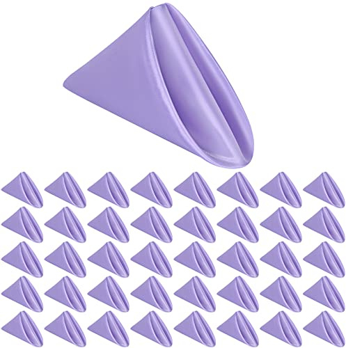 Lavendel satin servetter 40 st satintyg servetter fyrkantiga 50 cm mjukt slätt tyg bordsservetter tvättbara tygservetter för bröllop fester semester middag Thanksgiving jul (lavendel)