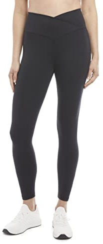 Danskin Damen Crossover Waist 7/8 Leggings, Schwarzsalz, S