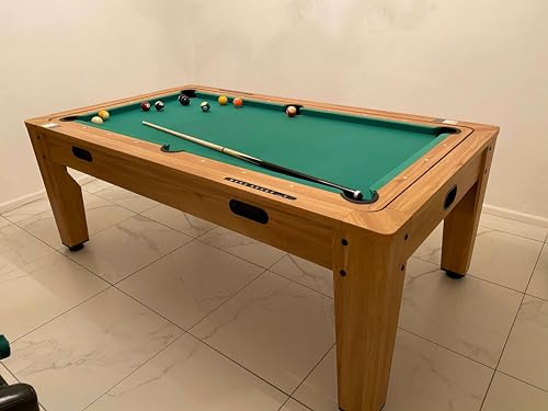 7ft Pool Table Oak Dining Table & 3 in 1 Pool Table Tennis Air Hockey Games Table With All Accessories