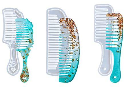 LdawyDE Stampi per Resina Epossidica, 3 Pezzi/Set DIY Comb Series Stampi Silicone Fatto a Mano rendendo Stampo Silicone Flessibile Facile Demold