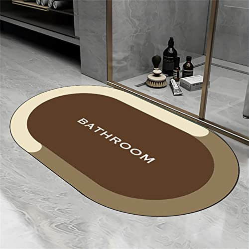 Badezimmerteppich, Badematte Rutschfest, Duschmatte Rutschfest, Duschvorleger, Badvorleger Badteppich Rutschfest Waschbar Teppich Badezimmer, Bathroom Mat, Bath Mat Mats, Bad Teppich, Braun-40x60cm