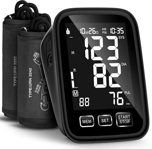Blood Pressure Machine for Home Use - 9-17 M/L & 13-21 XL Cuffs, 2 Size Cuffs Medium/Large and Extra Large, Accurate Digital Automatic Upper Arm BP Monitor, Large Backlit Display, 2-User Mode