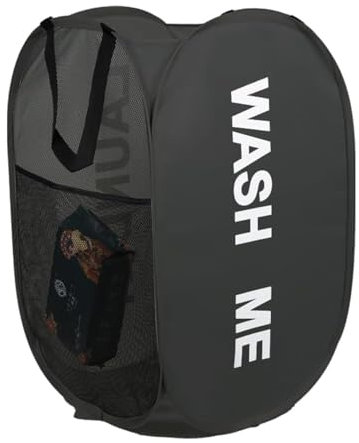 KIAYOO Porta Panni Sporchi,Portabiancheria Sporca Salvaspazio,Laundry Basket,Cesto Panni Sporchi Salvaspazio Per Bagno, Camera Da Letto, Lavanderia, Camera Dei Bambini, Hotel e Viaggi,Nero