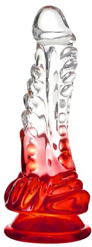 23CM Gode Dragon,Godemiché Groß avec ventouse forte, Godemiché transparent-rouge dégradé Jouets adultes pour débutants femmes