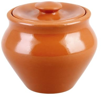 Traditional Natural Clay Stoneware Baking Pot with Lid (0.5-Qt) Stoneware Ramekin with Lid 17 fl oz 500 ml Clay Pot for Cooking, Dutch Oven Pot With Lid, Cooking Pot, Earthenware Pot