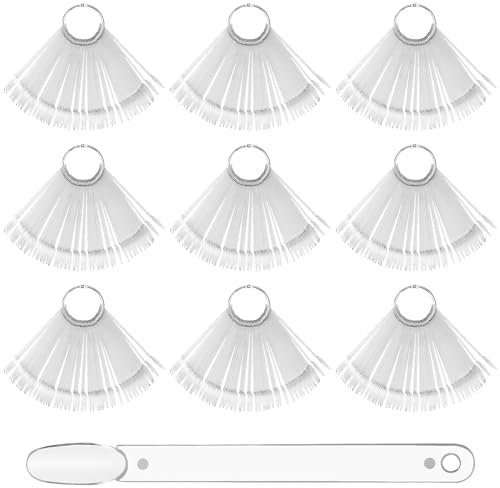 HEIYUET Lot de 450 faux ongles - Anneau d'affichage de vernis à ongles - Carte de couleur transparente - Présentoir à ongles - Présentation pour la pratique, le bricolage, le nail art