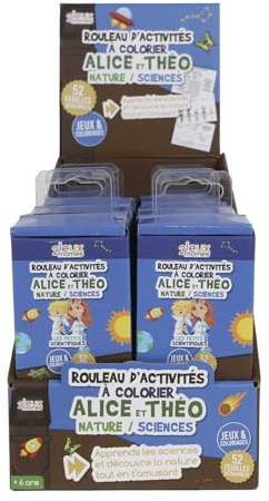 Jeux 2 MOMES - EA0032 Rouleau de Coloriage Éducatif Alice et Théo - 52 Feuilles - Activités Amusantes - Développement Créatif - Partage en Famille - 7M - Blanc et Noir