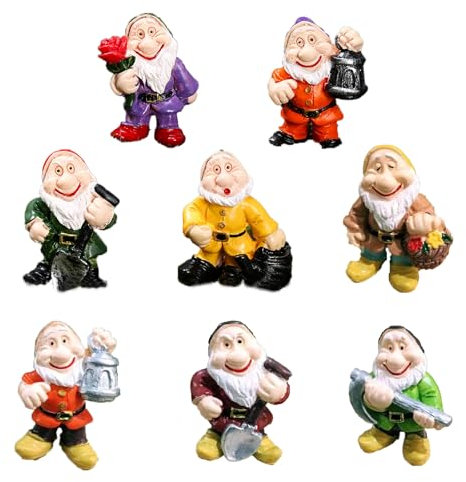 Eabdice 8 Pezzi Mini Gnomi da Giardino, Gnomo da Giardino in Ceramica, Accessorio per Giardino Gnomi in Resina da Giardino in Miniatura, Decorazione da giardino per Interni ed Esterni