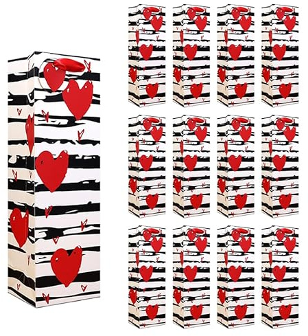 12 Stück Wein-Geschenktüten, Valentinstag-Geschenktüten Wein Flaschentüten Geschenktüten Weinflaschen Verpackung, Party, Einzelhandel