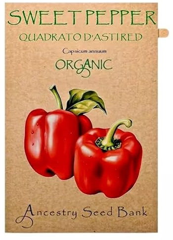 Organic Pepper Sweet ❁ Quadrato D'asti Red ❁ x10 Seeds Heirloom - Non GMO